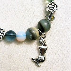 Agate/Amazonite/Moonstone Mermaid Stretch Bracelet